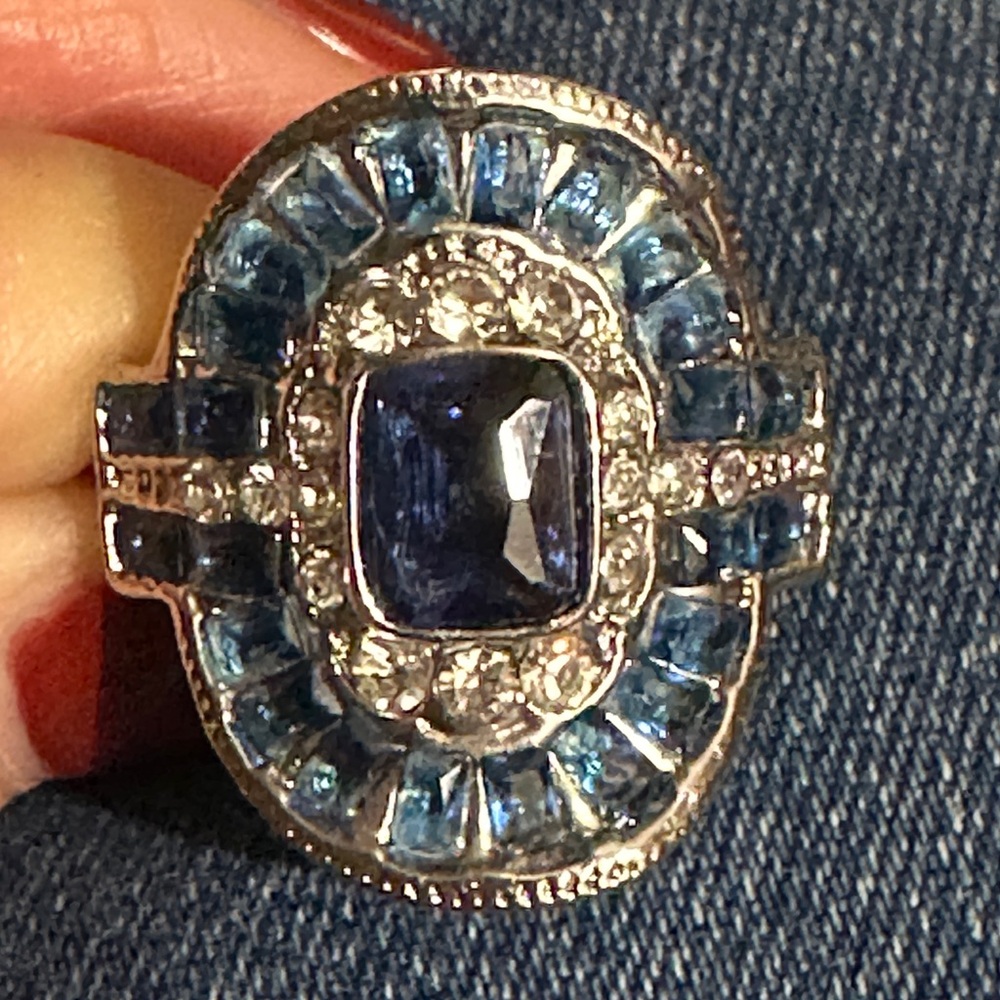 Sterling Silver Ring with Blue and White Stones Size 10 - Picture 3 of 6